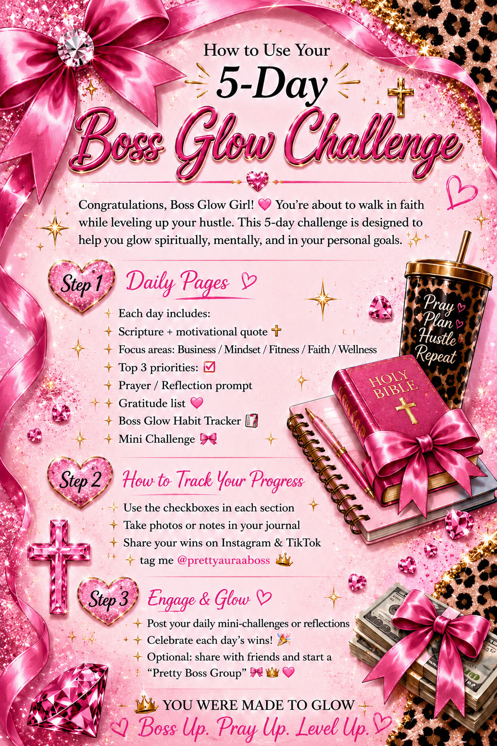 The Boss Glow Journal | 5- Day Faith+Hustle Challenge (Digital PDF)